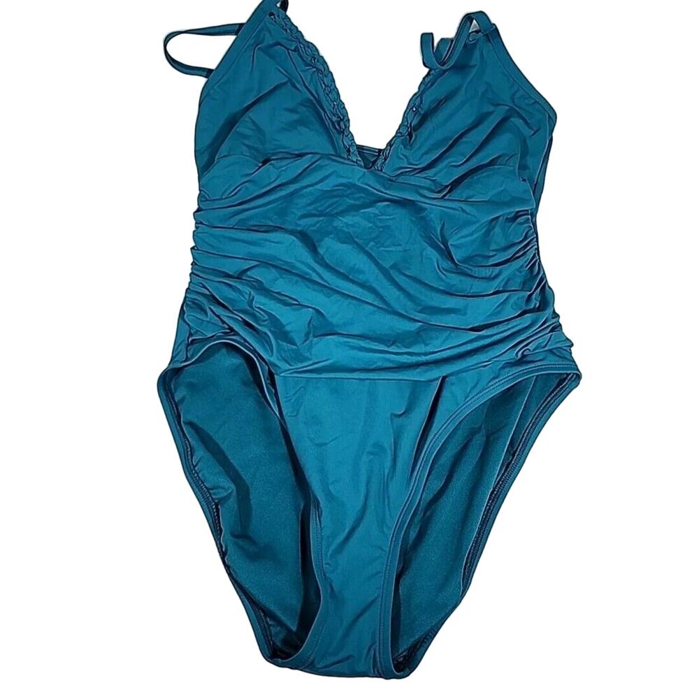 Bleu by Rod Beattie Women's Pulling Strings Knot-Detail One-Piece Swimsuit Sz 12